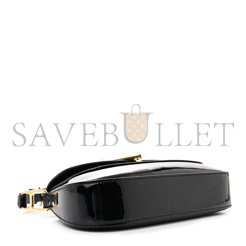 Pra*a vernice triangle logo flap adjustable strap shoulder bag black 1bd355 (24*11*4cm)